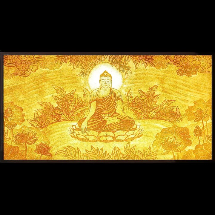 Tranh trúc chỉ vuông Phật A di đà 